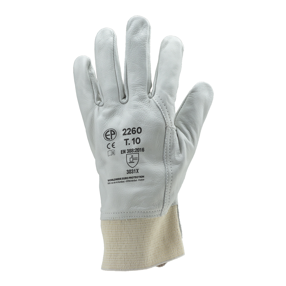 Gants de manutention en cuir tout fleur de vachette - bord côte et protège artère - PMC10-T08 - Réf. MO2260 - Coverguard_0