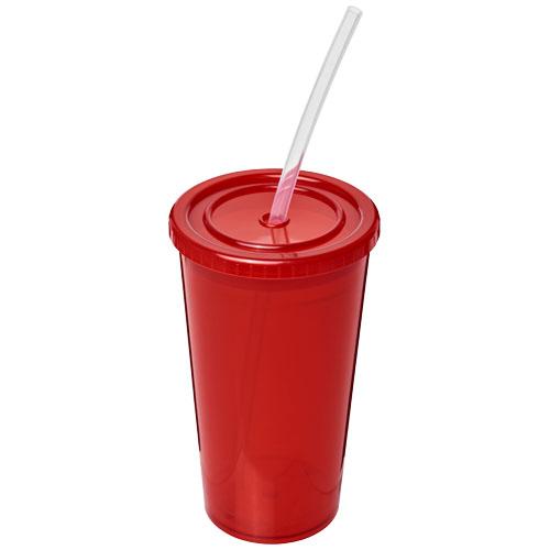 Gobelet à double paroi Stadium 350 ml - translucide isotherme avec paille flexible - Fabriqué au Royaume-Uni_0