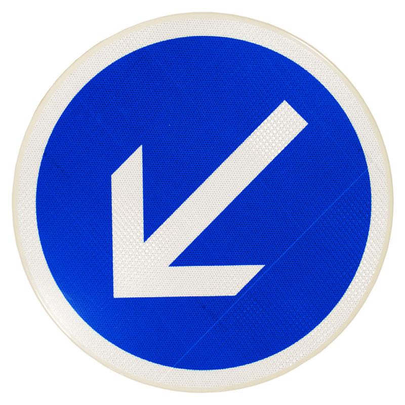 Panneau de police d'obligation B21a2 - Contournement obligatoire par la gauche_0