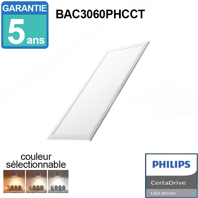 Pavé LED 30x60 cm 24W - Driver Philips CCT - Réf BAC3060PHCCT_0