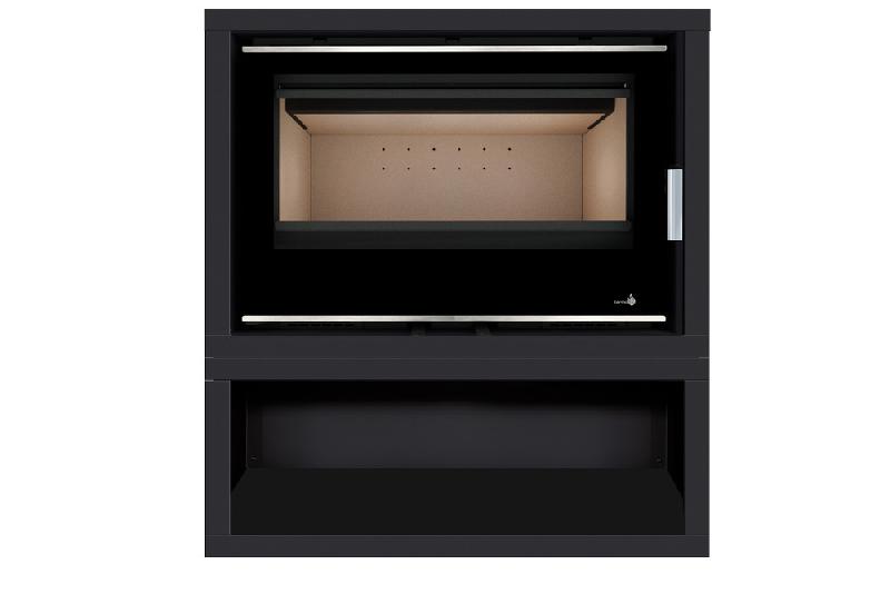 Poêle ecodesign Portimao-SL-895-S-Box - 9kW avec ventilation - Dimensions 960 x 617 + 350 x 457 mm_0