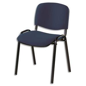 Chaise de conférence iso classic en tissu polyfibre noir, structure 4 pieds en métal époxy noir_0