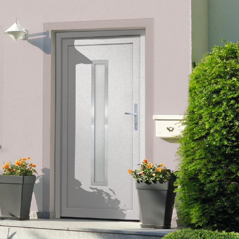 Vidaxl porte d'entrée blanc 88x200 cm pvc 3187891_0