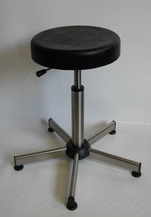 Tabourets inox réglables en hauteur par vérin à gaz - assise en polyuréthane résistant - base étoile en acier inox 304L_0