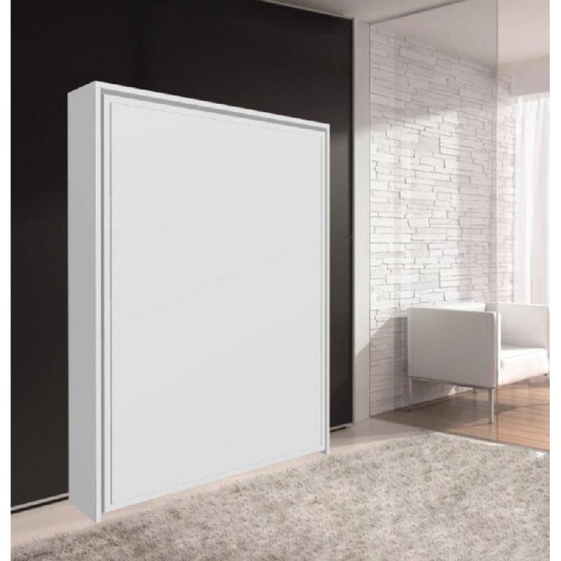 ARMOIRE LIT ESCAMOTABLE CRONOS, BLANC MAT. COUCHAGE 140 * 22 * 200 CM.