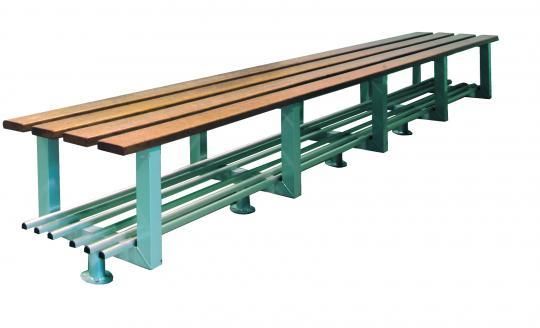 Banc vestiaire fixé au sol - Robusto DLM 236-S - cadre acier ou inox, porte-chaussure intégré_0