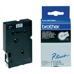 Brother cassette ruban tc noir/blanc 12mmx7,7m tc201 pour pt500/8e/2000/3000/5000_0