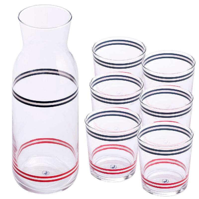 El Ganso - Lot de 6 verres en cristal de 345 ml + bouteille d'eau en verre de 1,2 L - multicolore aluminium PK7348_0