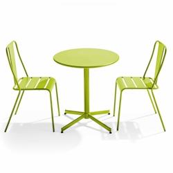 Oviala Business Ensemble table ronde et 2 chaises bistrot en métal vert - Oviala - vert acier 109493_0