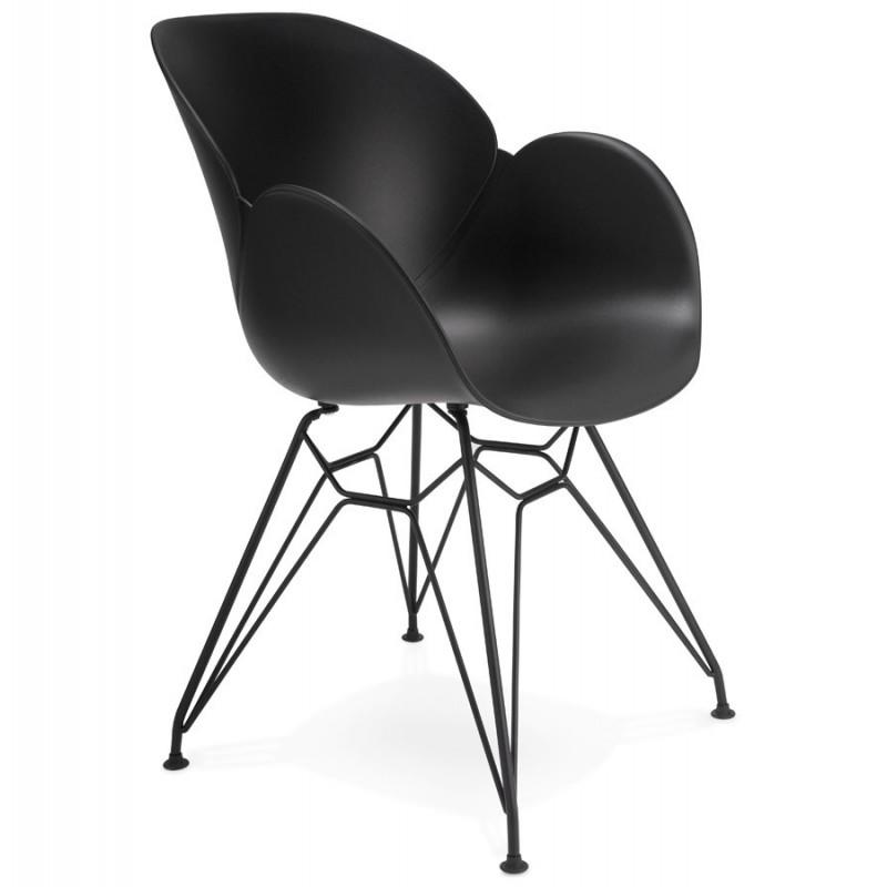 Fauteuil design Kapt 85 cm noir - Paris Prix - Usage extérieur - Design industriel - Polypropylène & Métal_0