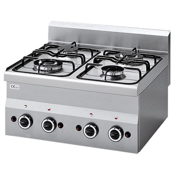 Fourneau 4 brûleurs gaz triple couronne - Plan de cuisson en acier inox AISI 304 - Brûleurs rapides haute puissance_0