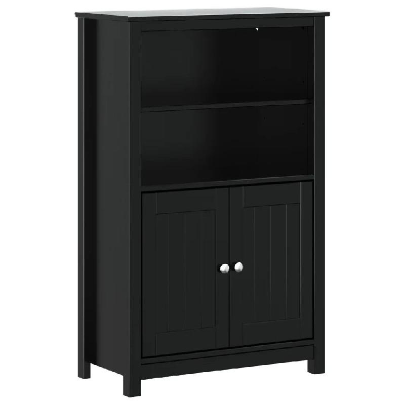 Helloshop26 - Armoire de salle de bain moderne avec 4 étagères 69,5 x 34 x 110 cm en pin massif noir 02_0047340 - noir métal 3000234720368_0
