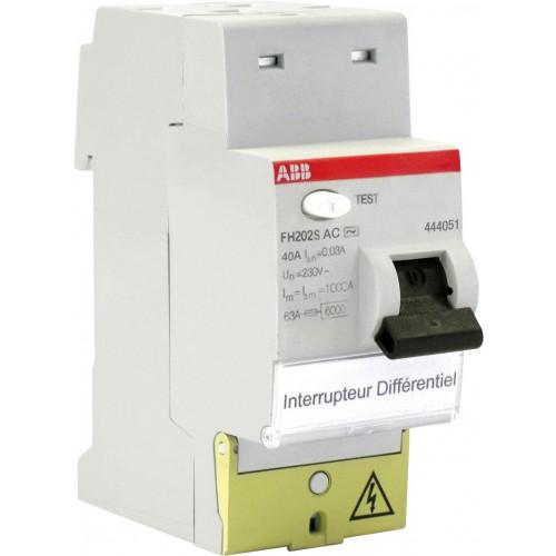 INTERRUPTEUR DIFFÉRENTIEL - À BORNES DÉCALÉES - TYPE AC - 63 A ABB