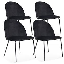 Oviala Business Lot de 4 chaises en velours noir - Oviala - noir 108106_0
