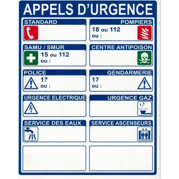 PANNEAU APPELS D'URGENCE