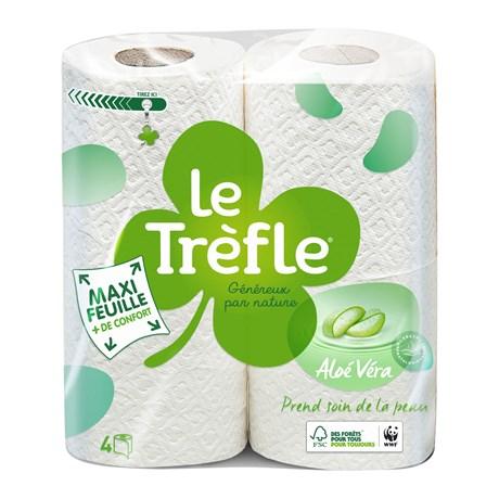 PAPIER TOILETTE LE TRÈFLE ALOÉ VERA MAXI FEUILLE 4 ROULEAUX