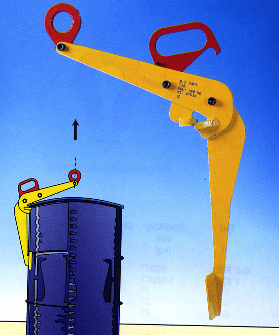 Pince de levage pour fût - maintien vertical - capacité 600 kg - pour fûts à rebords de 225 litres_0