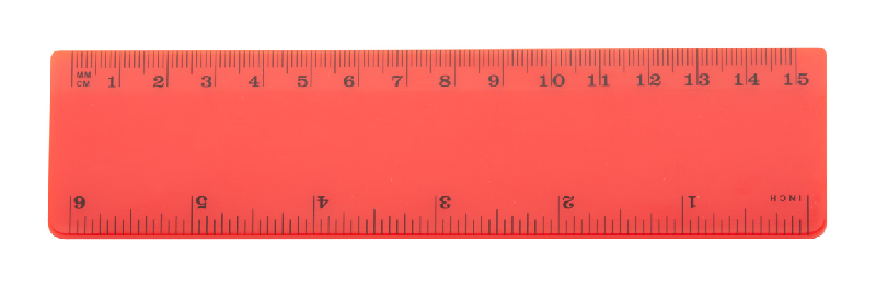 Règle 15 cm en plastique - Mesures en centimètres et inches - Couleur rouge_0