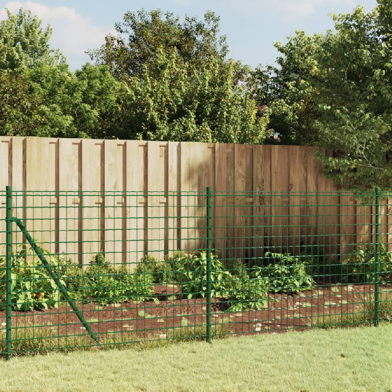 Vidaxl clôture en treillis métallique et piquet d'ancrage vert 1x10m 154097_0