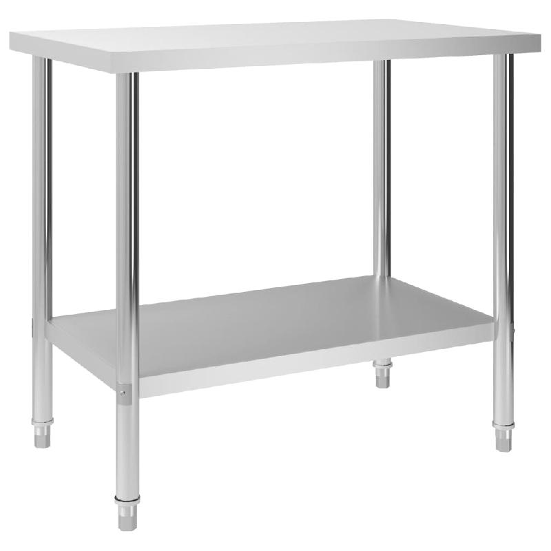 Vidaxl table de travail de cuisine 100x60x85 cm acier inoxydable 51188_0