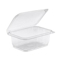 Barquette fraîcheur 1500 cc en plastique PET avec couvercle à charnière - Hermétique, empilable et adaptée aux aliments_0