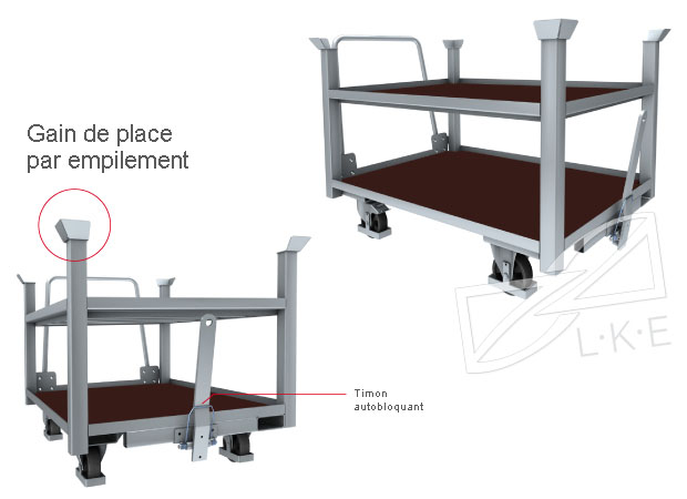 Chariot à plate-forme  type 2e.E.E rehaussé empilable_0