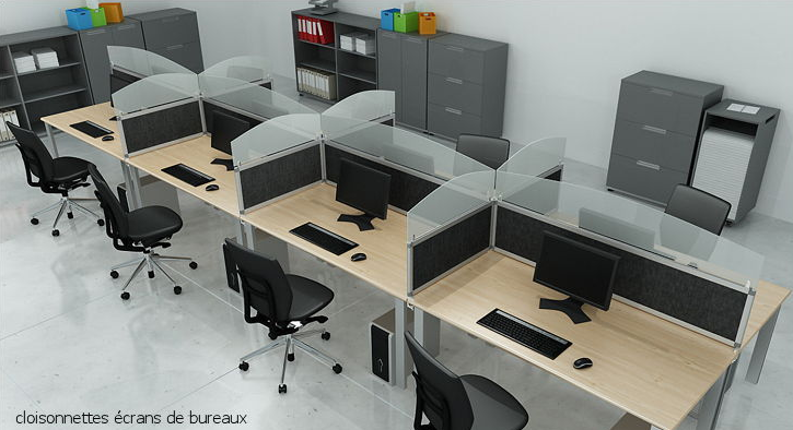 Cloisonnette de bureau RGil - 2 hauteurs disponibles - 6 largeurs au choix - Verre dépoli pour call centers_0
