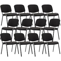 CLP Lot de 12 chaises empilables Ken en tissu Noir - noir textile 151025101_0