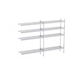 Distform Rayonnage en Acier Inoxydable d'Angle Clayettes Perforées 2060 à 2960 mm 4 Niv P400 Acier inoxydable 2760x400x40 - 651637813176_0