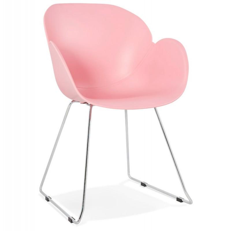 Fauteuil design Moshi 87cm rose - Paris Prix - Polypropylène & Métal chromé_0