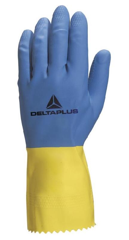 Gant trempé duocolor ve330 en latex floqué coton bleu/jaunet8,5 - DELTA PLUS - ve330bj08 - 474845_0