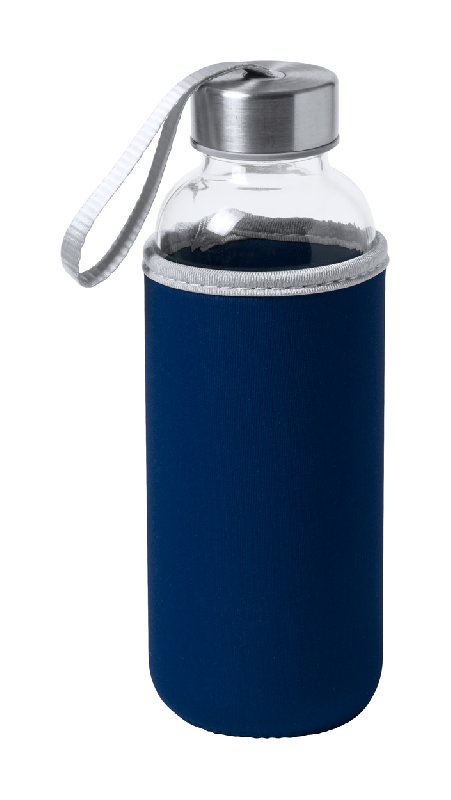 Gourde de sport en verre - 420 ml - Néoprène rouge avec dragonne_0