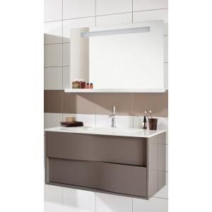 MEUBLE 100 CM 1 VASQUE CÔTÉS LAQUE SOFT FAÇADE BOIS + MIROIR MY LODGE SANIJURA