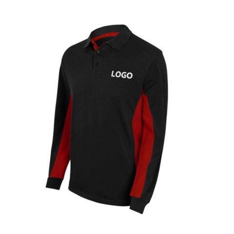 POLO BICOLORE MANCHES LONGUES PUBLICITAIRE VELILLA NOIR/ROUGE - MARQUAGE BRODERIE