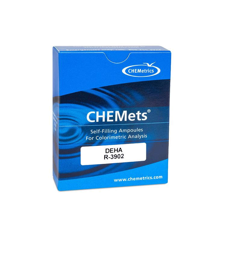 Recharge pour Kit d’analyse visuelle du DEHA 0-400 / 400-3000 ppm, type : CHEMets 30 ampoules, marque Chemetrics - Ref.: NCH004_0