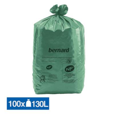 Sacs poubelle déchets lourds Bernard Green NF verts 130 L, lot de 100_0