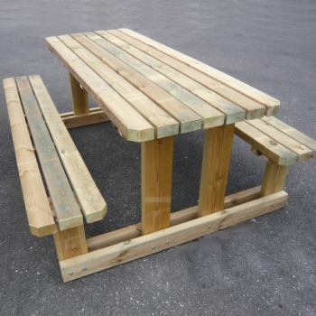 Table de pique-nique en pin traité - 160 x 200 x 75 cm - Plateau épaisseur 50 mm_0