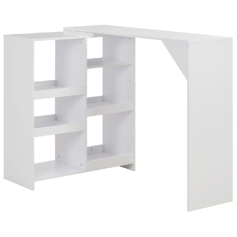 Table haute mange-debout bar bistrot avec tablette amovible - Blanc - 120 cm - Réf. 0902045_0