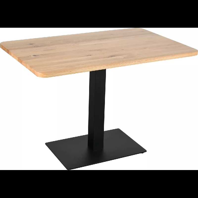 Table de restaurant rectangle 110cmx70cm chêne Vernegues - Plateau en Chêne Massif et Piètement en Acier Noir_0