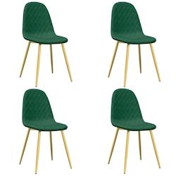 VidaXL Chaises à Manger Lot De 4 Vert Foncé Velours - vert 325681_0