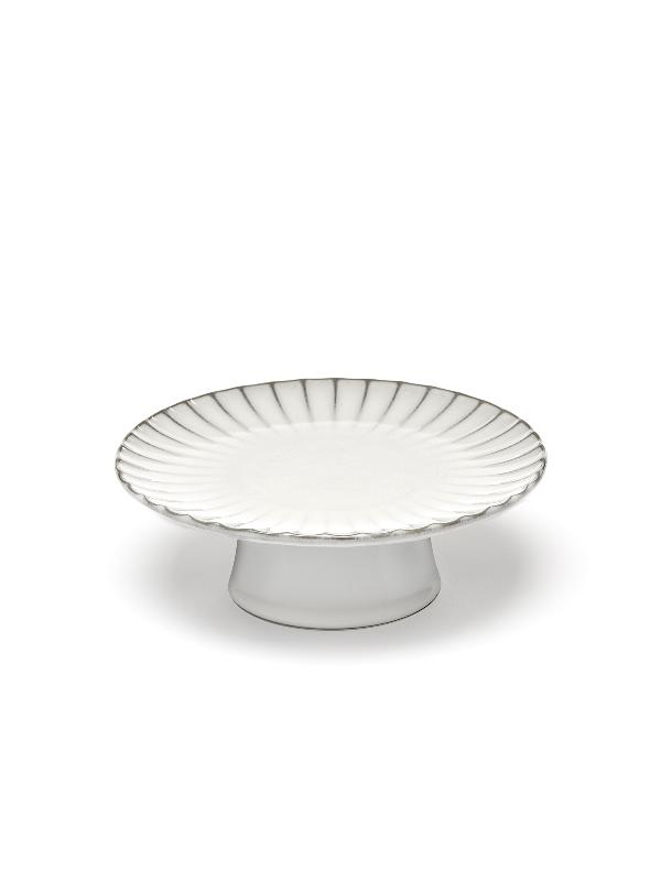PRÉSENTOIR À PÂTISSERIE ROND BLANC GRÈS Ø 21 CM INKU SERAX