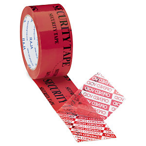 ADHÉSIF ROUGE HAUTE SÉCURITÉ IMPRIMÉ SECURITY TAPE RAJA 50 MM X 50 M