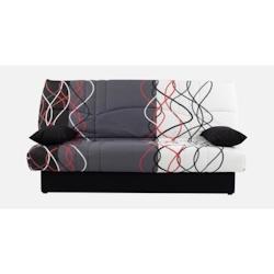 Banquette clic-clac - 3 places – Coton Onde Rouge / Noir – 190 x 92 x 96 cm – DREAM CONFORTEAM - 3666749754368_0