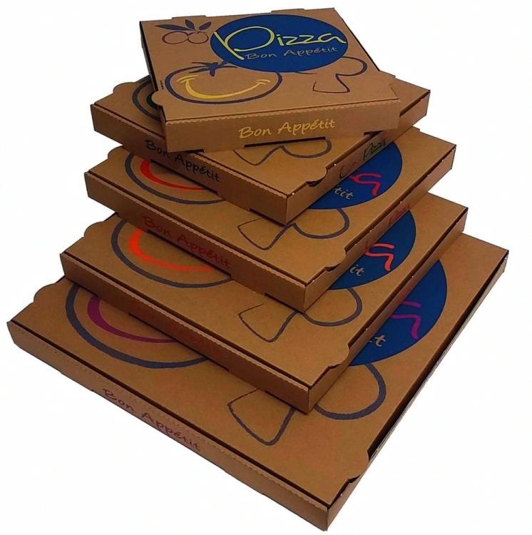 Boîte à pizza - Kraft brun 33x33x3,5cm - L'Originale - Coin droit - Couvercle rabattable_0