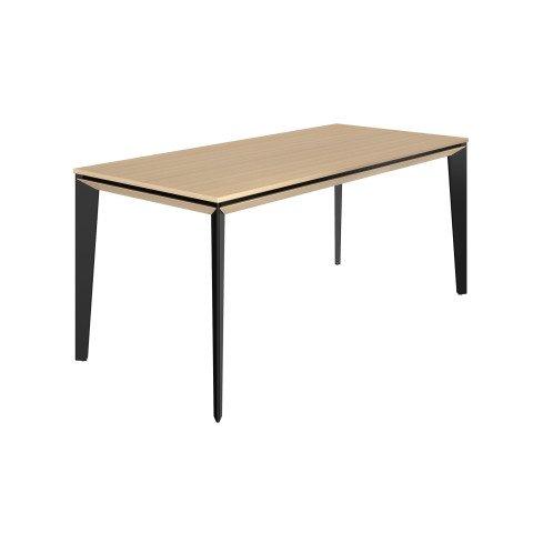 BUREAU DROIT DIRECTION ONYX L 170 CM PLATEAU CHÊNE CLAIR