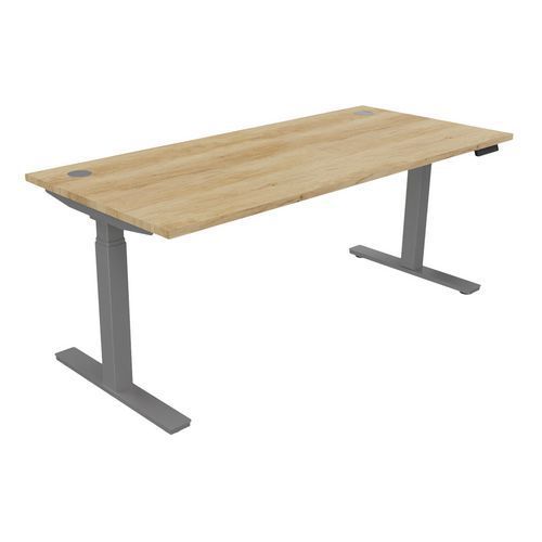 BUREAU HAUT.RÉGLABLE ÉLECTR. EVO 180X80 CM CHÊNE VIEILLI/ALU - BURONOMIC