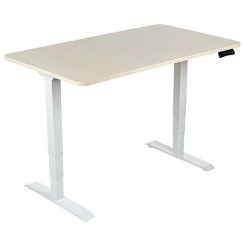 BUREAU RÉGLABLE EN HAUTEUR PLATEAU BOIS 160 CM PIEDS BLANC - MANUTAN EXPERT