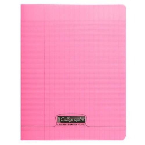 Calligraphe Lot de 10 Cahier Ligne 8000 24x32, 96p./48 feuilles 90 g/m² piquées, couv. PP rose, Séyès - 3210330181813_0