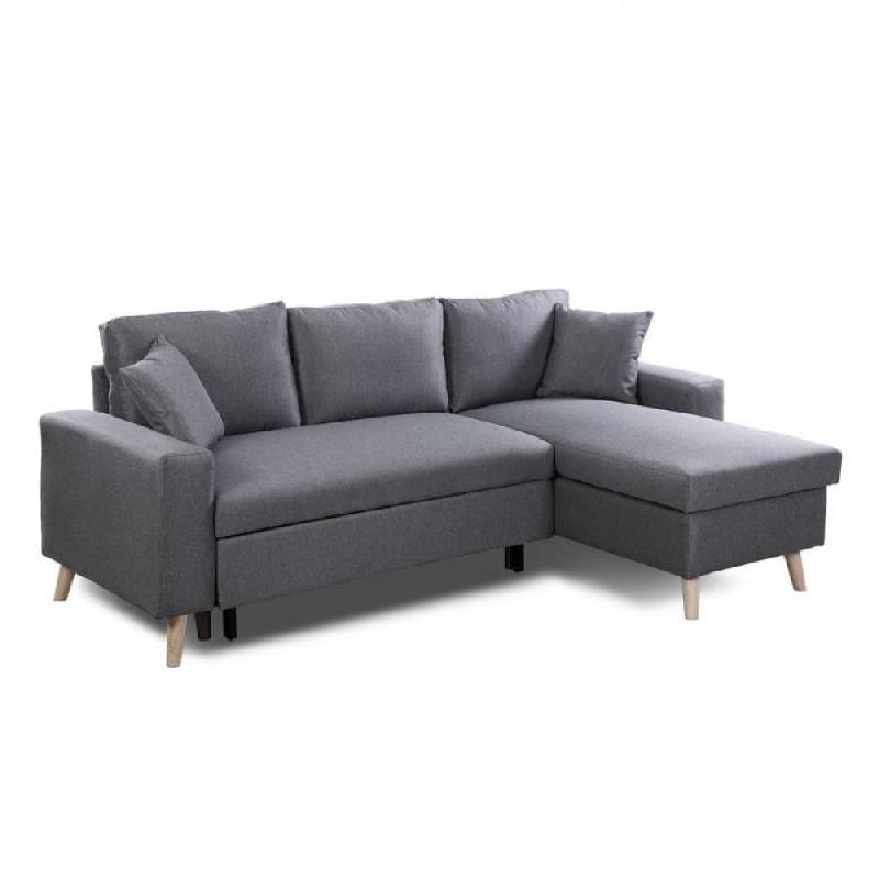 Canapé d'angle réversible convertible ARKO gris foncé - design scandinave avec coffre de rangement et coussins d'appoint_0