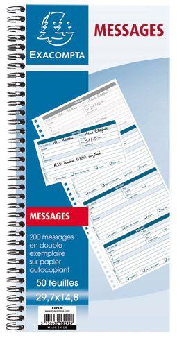 LOT DE 5 - CARNET SPIRALE AUTOCOPIANT 200 ''MESSAGES REÇUS''